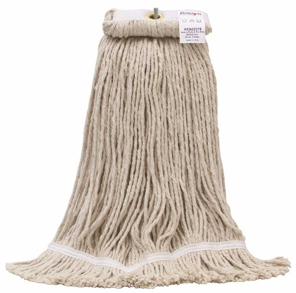 Renown&reg; Heavy-duty Cotton Stayflat Fantail Wet Mops, 24 Oz.