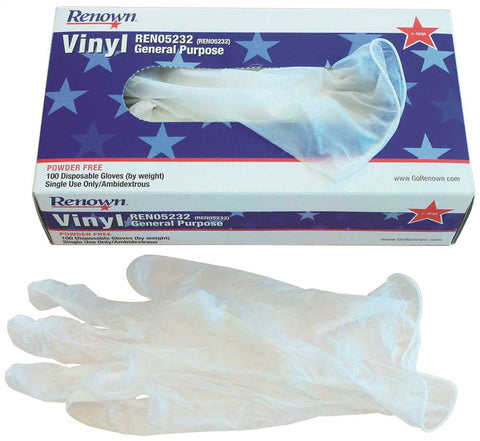 Renown&reg; Disposable Powder-free General Purpose Vinyl Gloves, X-large, 4mil, 100 Per Box