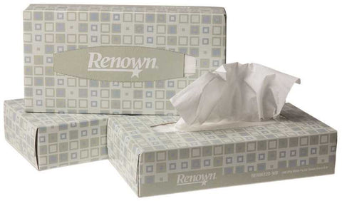 Renown&reg; Premium Facial Tissues, 2-ply, White, 9 In. X 8 In., 100 Sheets Per Box, 30 Boxes Per Case