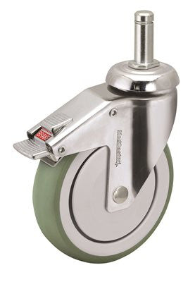 Medcaster&trade; Antimicrobial Swivel Caster With 165-pound Capacity And Top Plate Fitting, 3 In., Stainless Steel