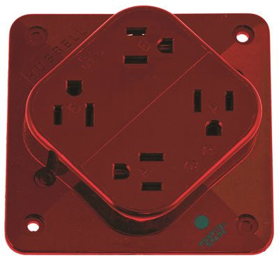 Receptacle Hospital Grade 4-plex 15a 125v 5-15r Red