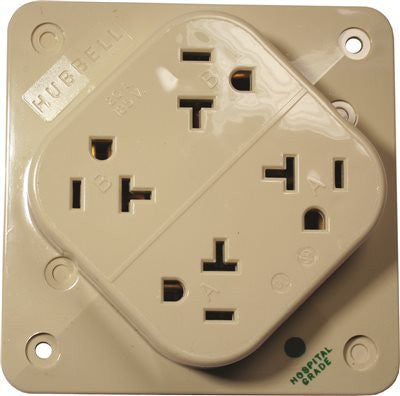 Receptacle Hospital Grade 4-plex 20a 125v 5-20r Ivory