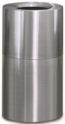 Crown Collection Open-top Trash Can, Satin Aluminum, 35 Gallons